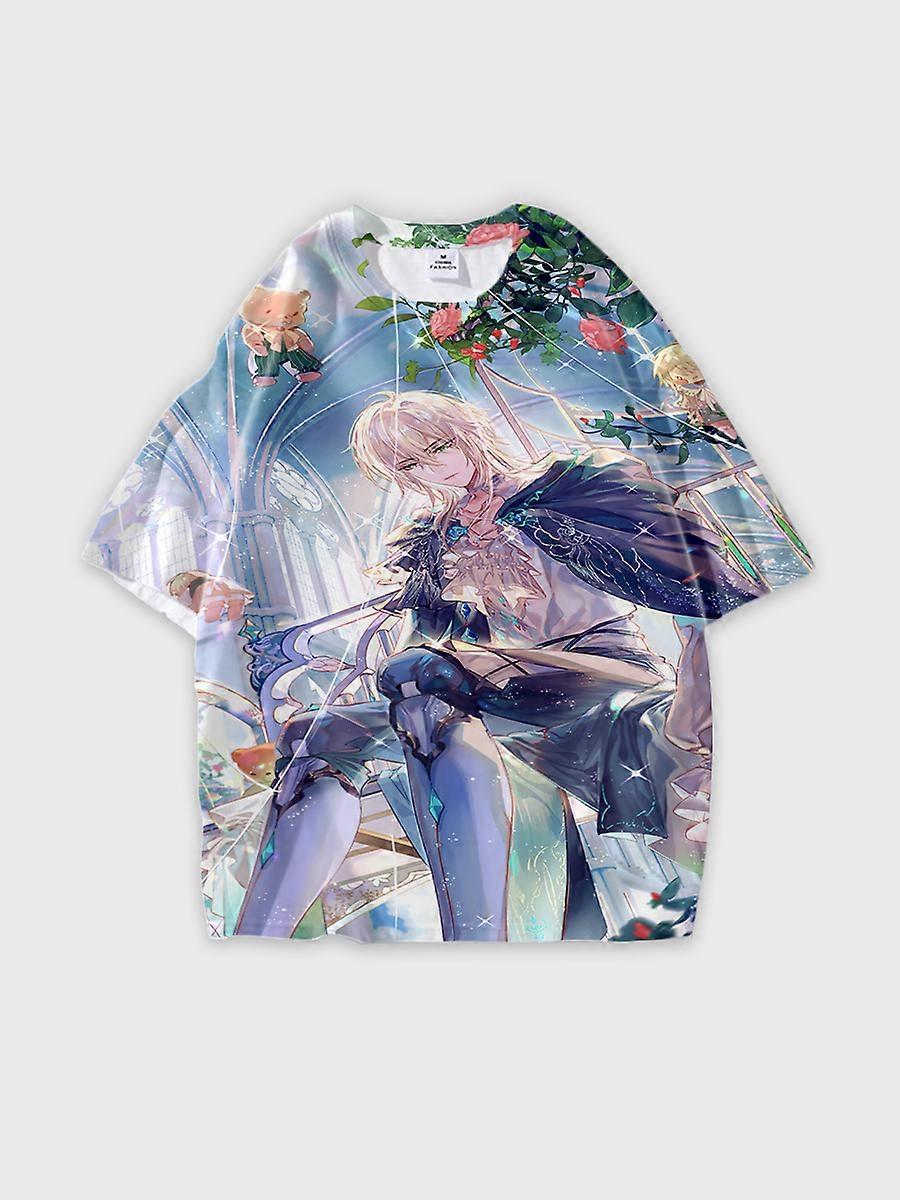 T-shirt round neck Role Pattern loose short sleeve E1009