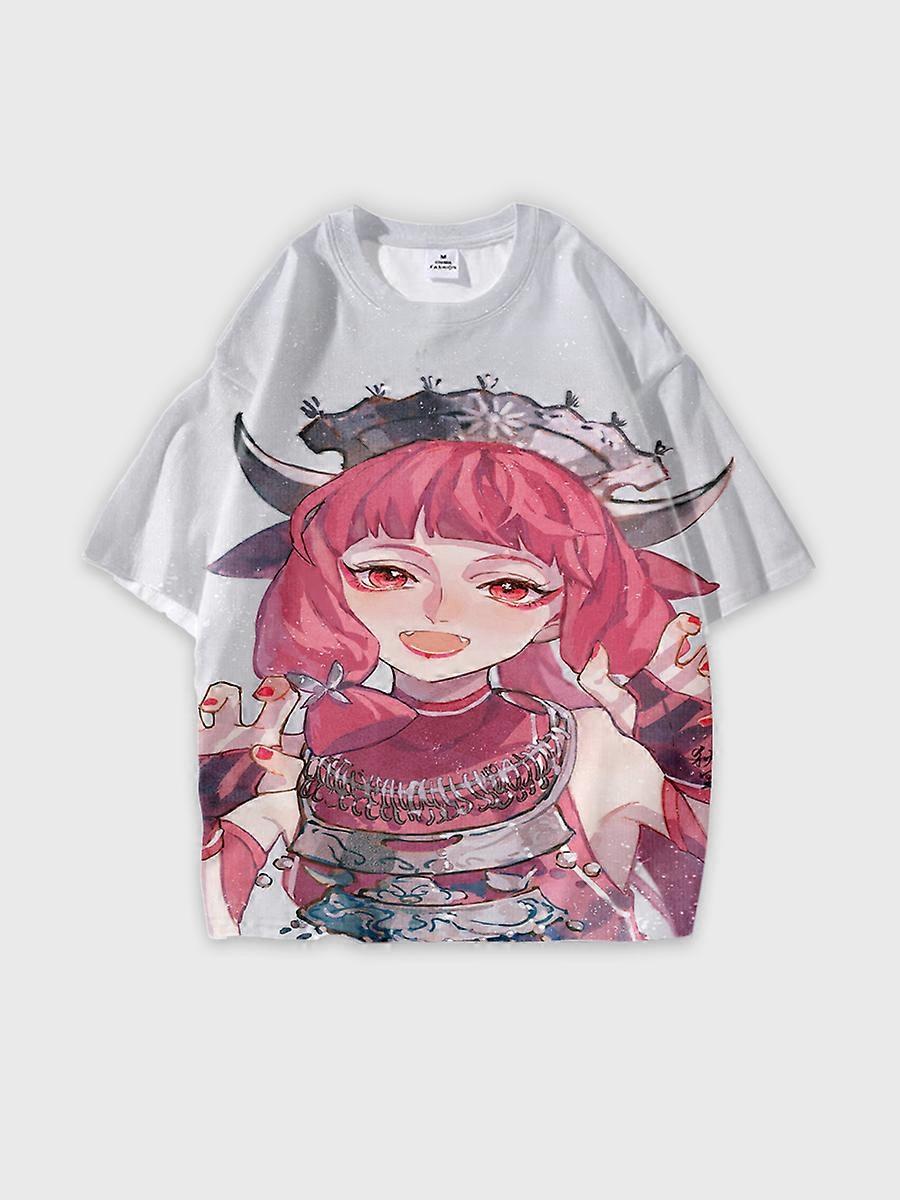 T-shirt round neck Character Pattern loose short sleeve P3340