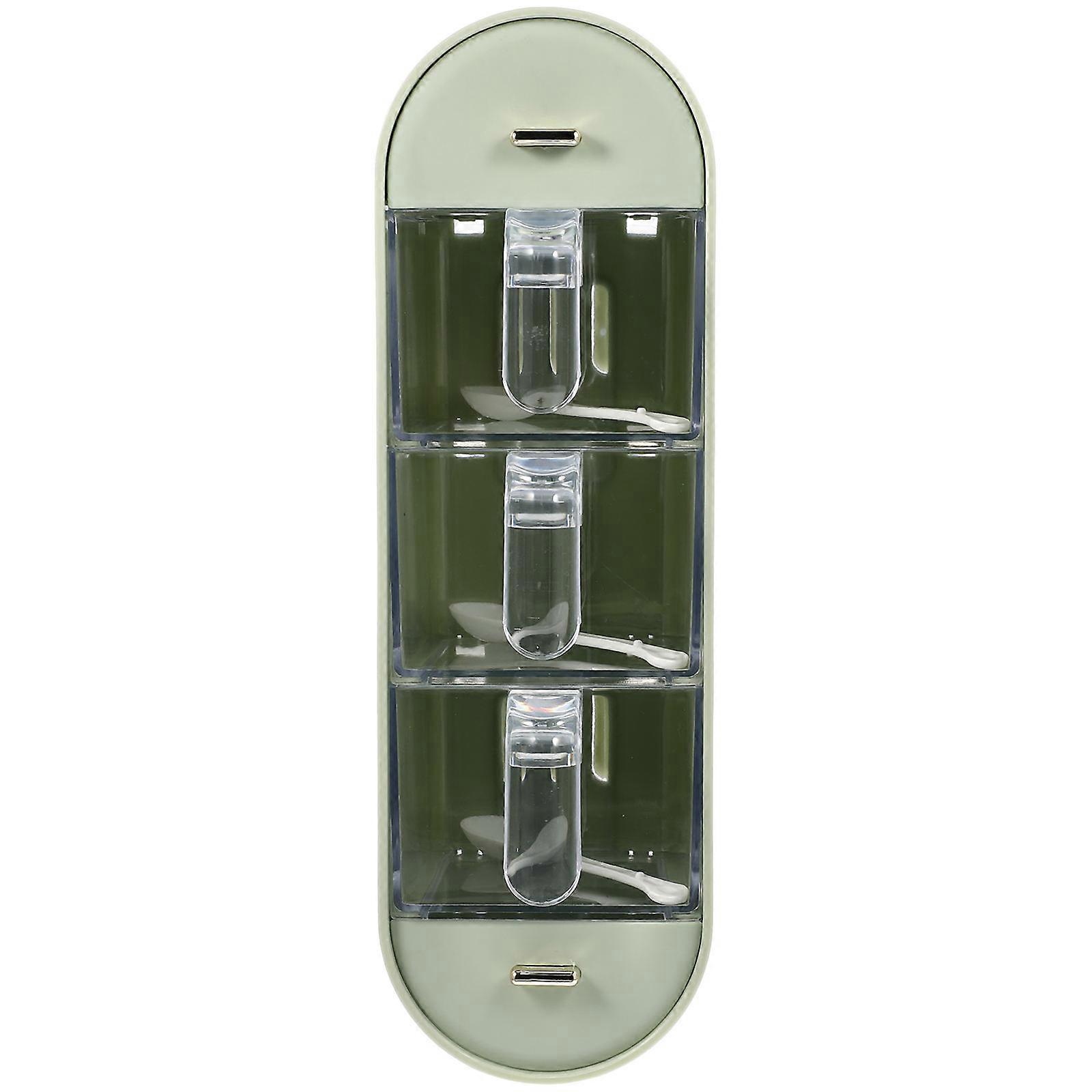Condiment Jars Box Wall Mounted Spice Containers Dining Housewives Light Green Space Saving 1Pack