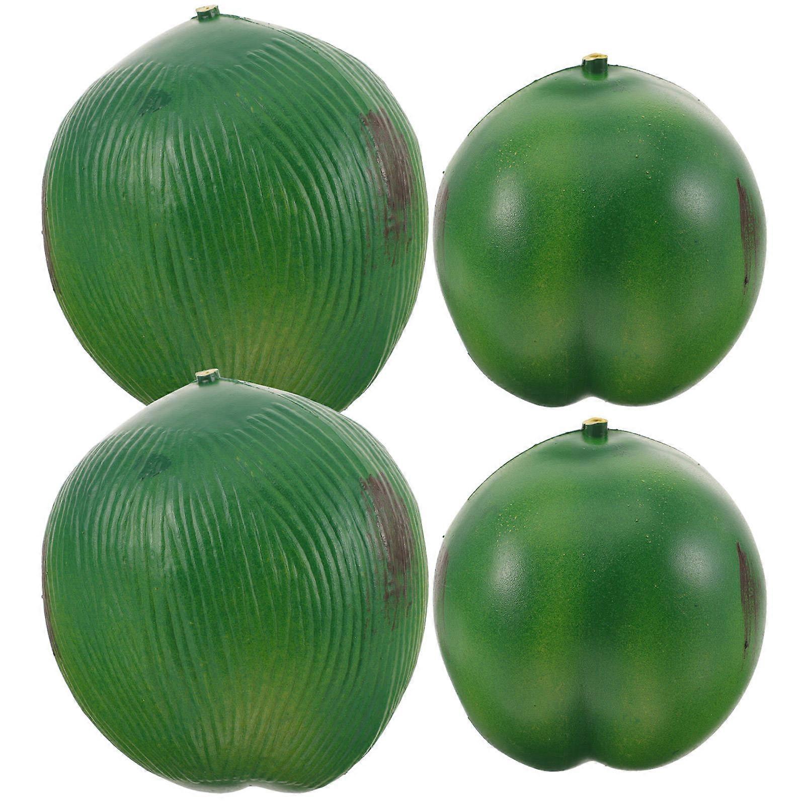 Green Artificial Coconuts Props for Decor Made of PVC Lightweight and 4pcs