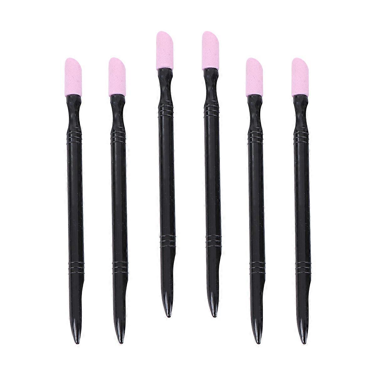 6pcs Black Plastic Nail Tool for Nail Art with Scrub Strip and Sharpening Stick 4.7in