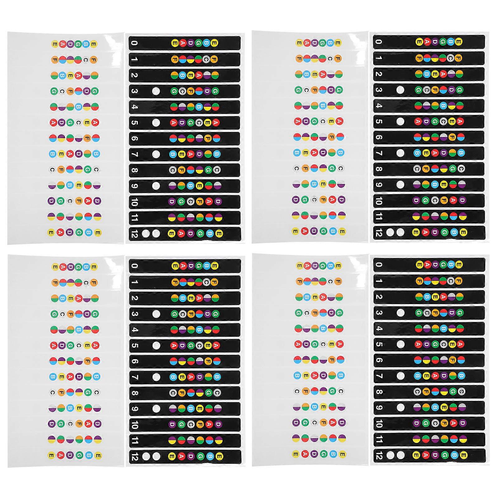 Guitar Fretboard Stickers with Assorted Color Notes for Learners Easy to Apply and Remove 10pcs