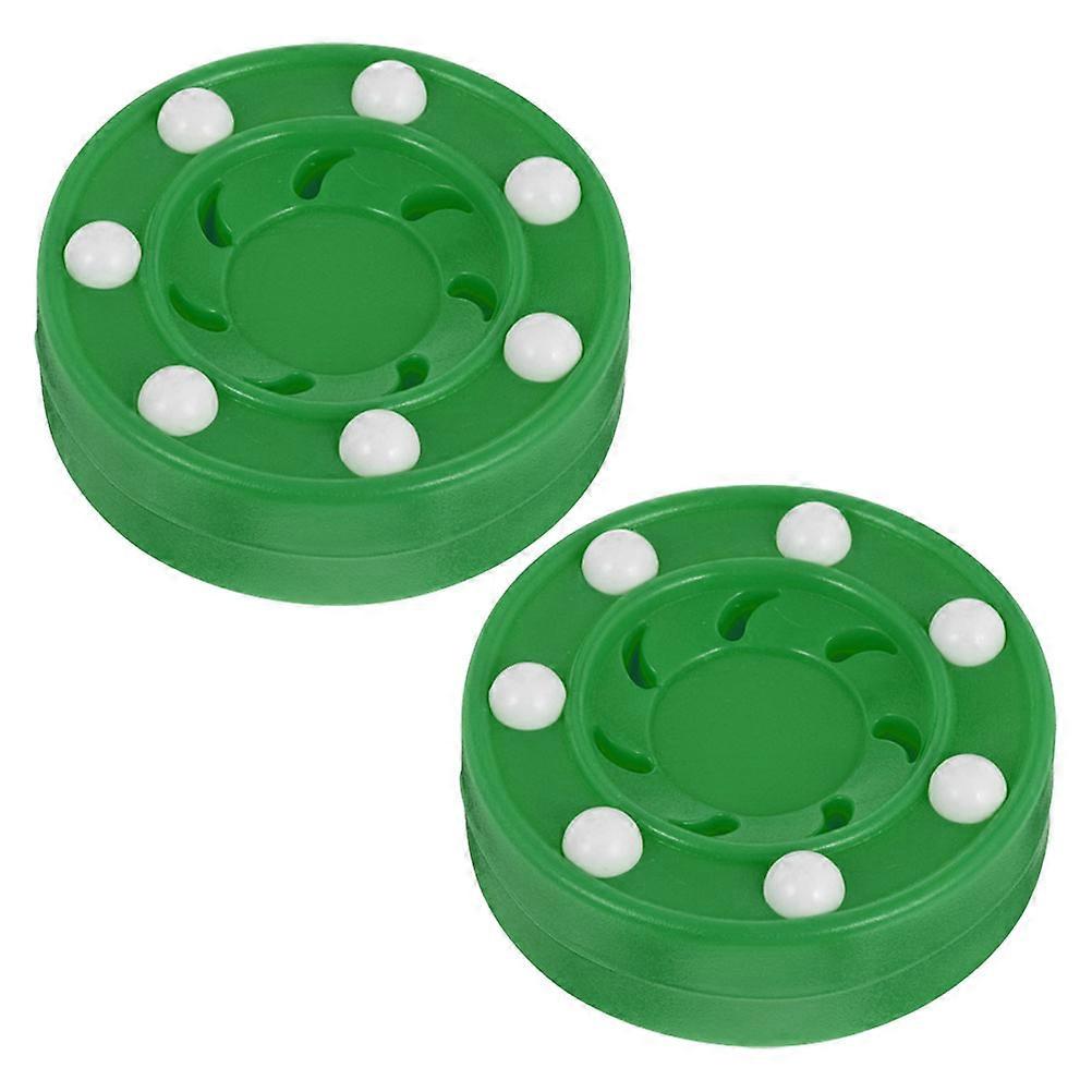 Green Reusable Ice Hockey Puck for Training Use Lightweight PP Material Sports Game Parts 2pcs