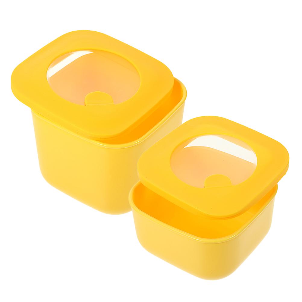 Yellow Cheese Storage Container for Fridge Keeps Food and Separate PP and Rubber 2pcs