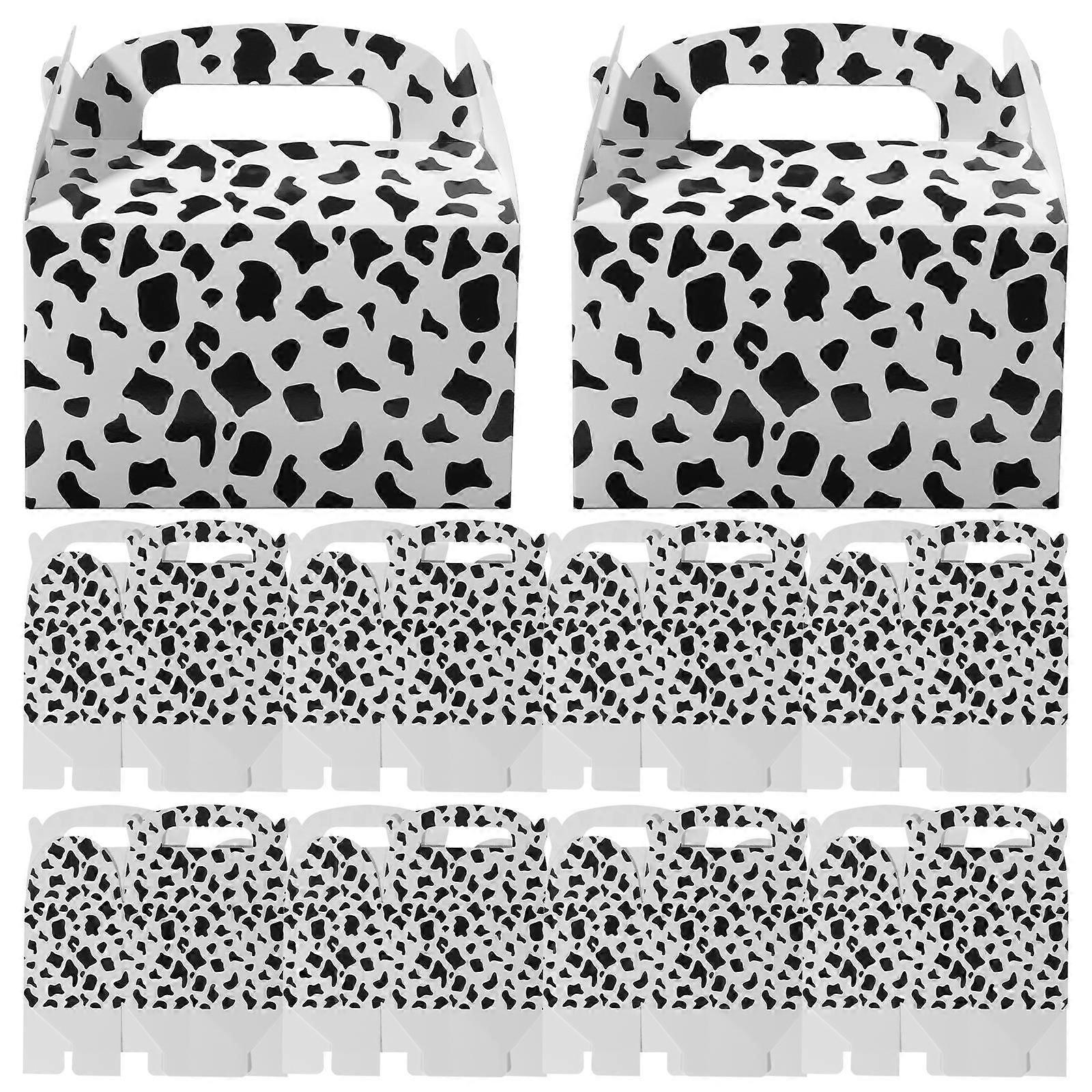 Adorable Cookie Boxes 24Pcs Cow Pattern Handheld Storage 6.3X3.9X3.7in Multipurpose Assorted Color