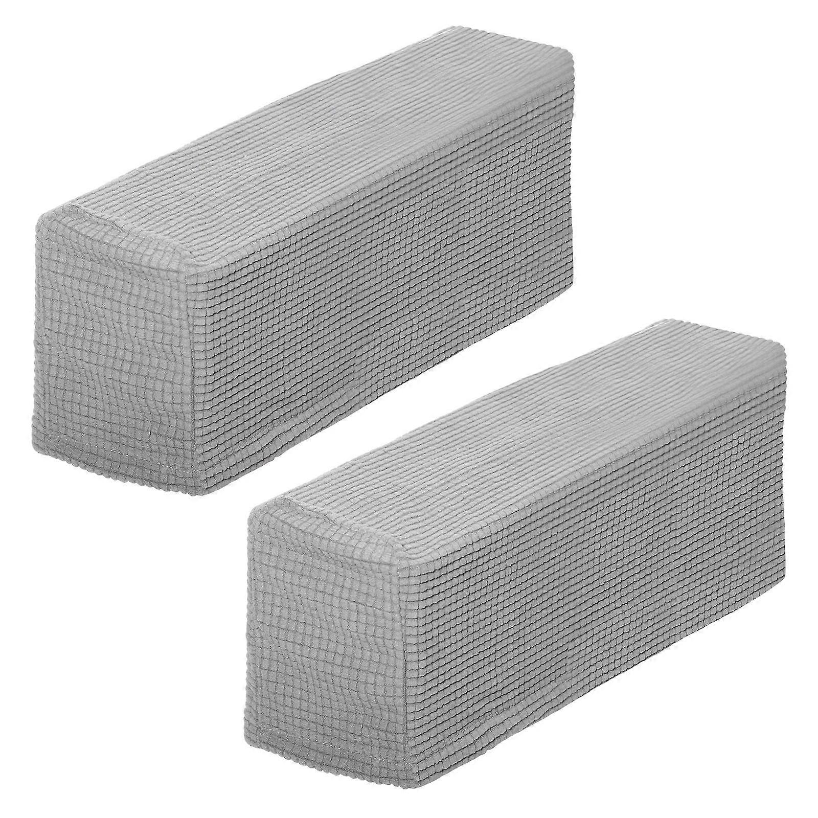Stretchable Sofa Armrest Covers Protect Your Couch from Scratches in Light Grey Polyester Fits Most Sizes