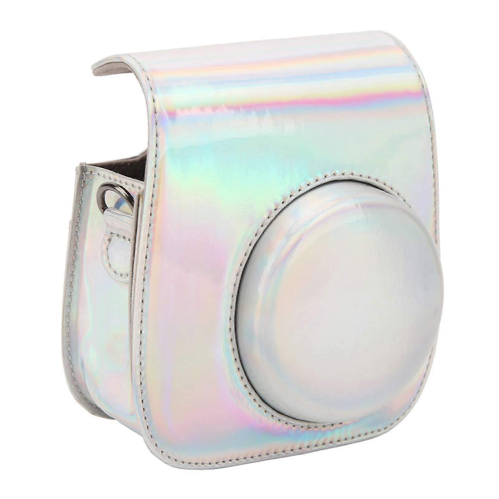 Skinfriendly  leather camera bag, Portable shoulder strap for 11 12, Protect your camera with style (Silver) Silver