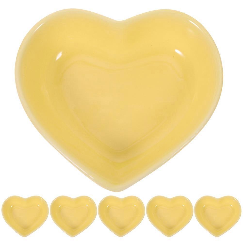 Heart Shaped Ceramic Dipping Bowls 6 Piece Set Small Sauce Dishes for Condiments and Snacking