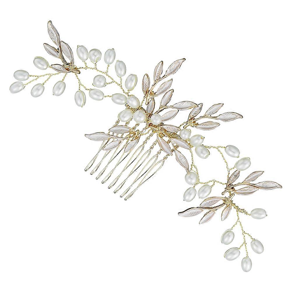 Durable Alloy Hair Comb with Rhinestone Decoration for Weddings and Parties Golden 1 Pc