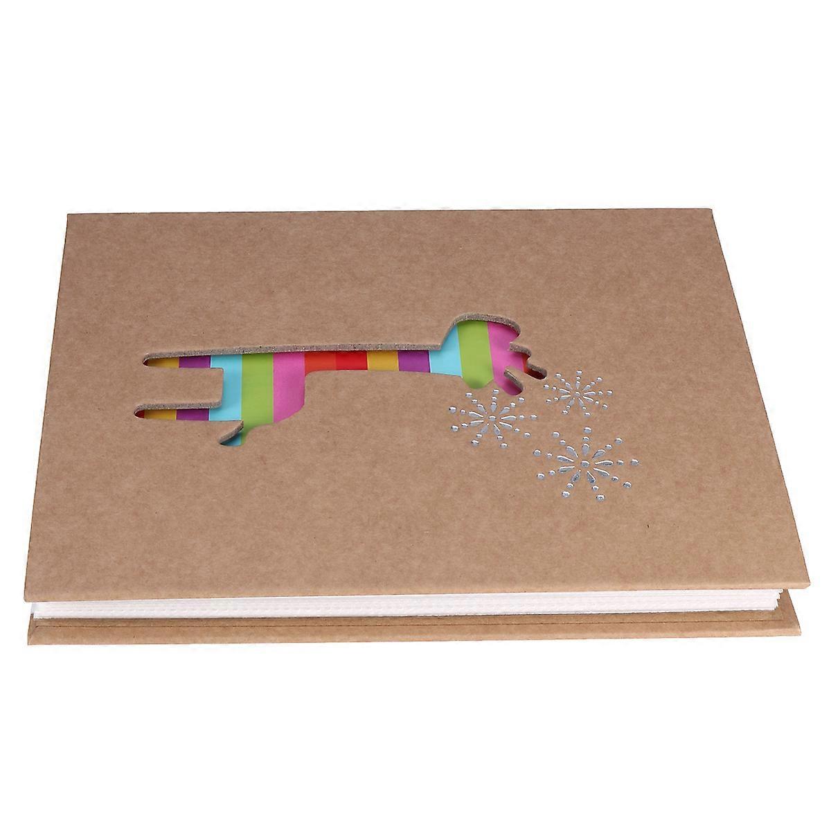 Cartoon Photo Album with Pockets for Family Memories Storage Made of Kraft Paper Multi Color Can Store 100 Photos