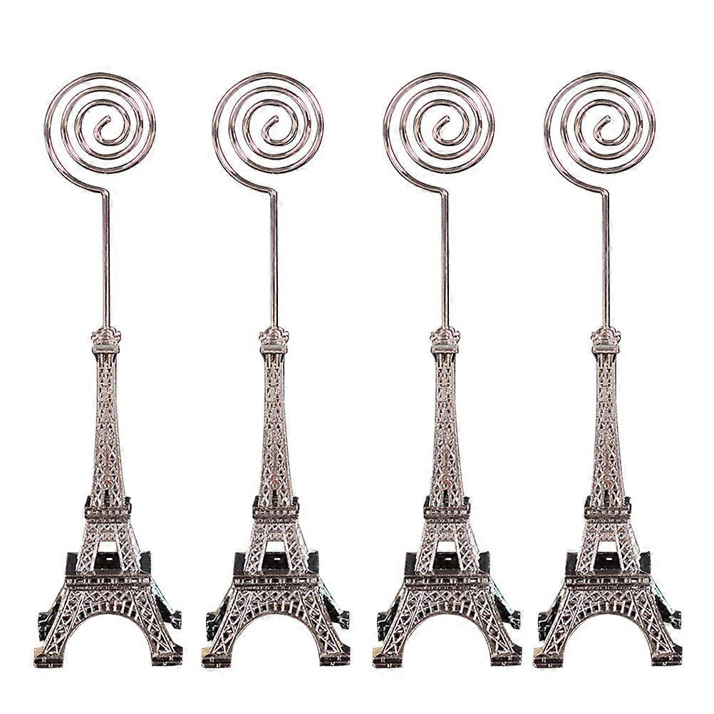 Lovely 4Pcs Memo Holder Clips In Elegant Tower Shape For Tabletop Decorations Suitable For Various Celebratory Events