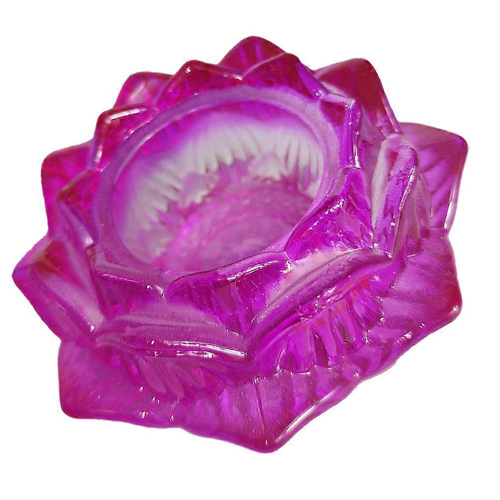 Lotus Flower Candlestick Holder Simple Style Home Decor Rosy Glass Ornament 1Pack
