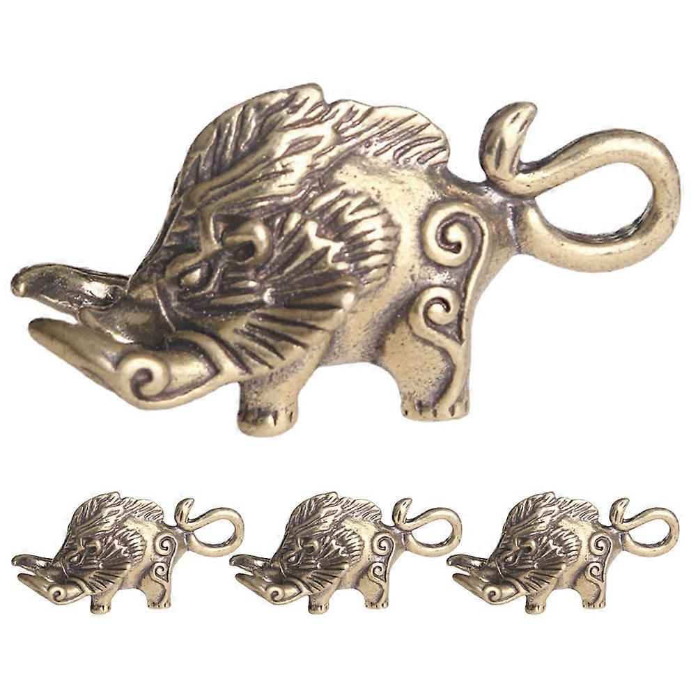 Golden Boar DIY Keychain Charms Brass Material for Decoration 4pcs