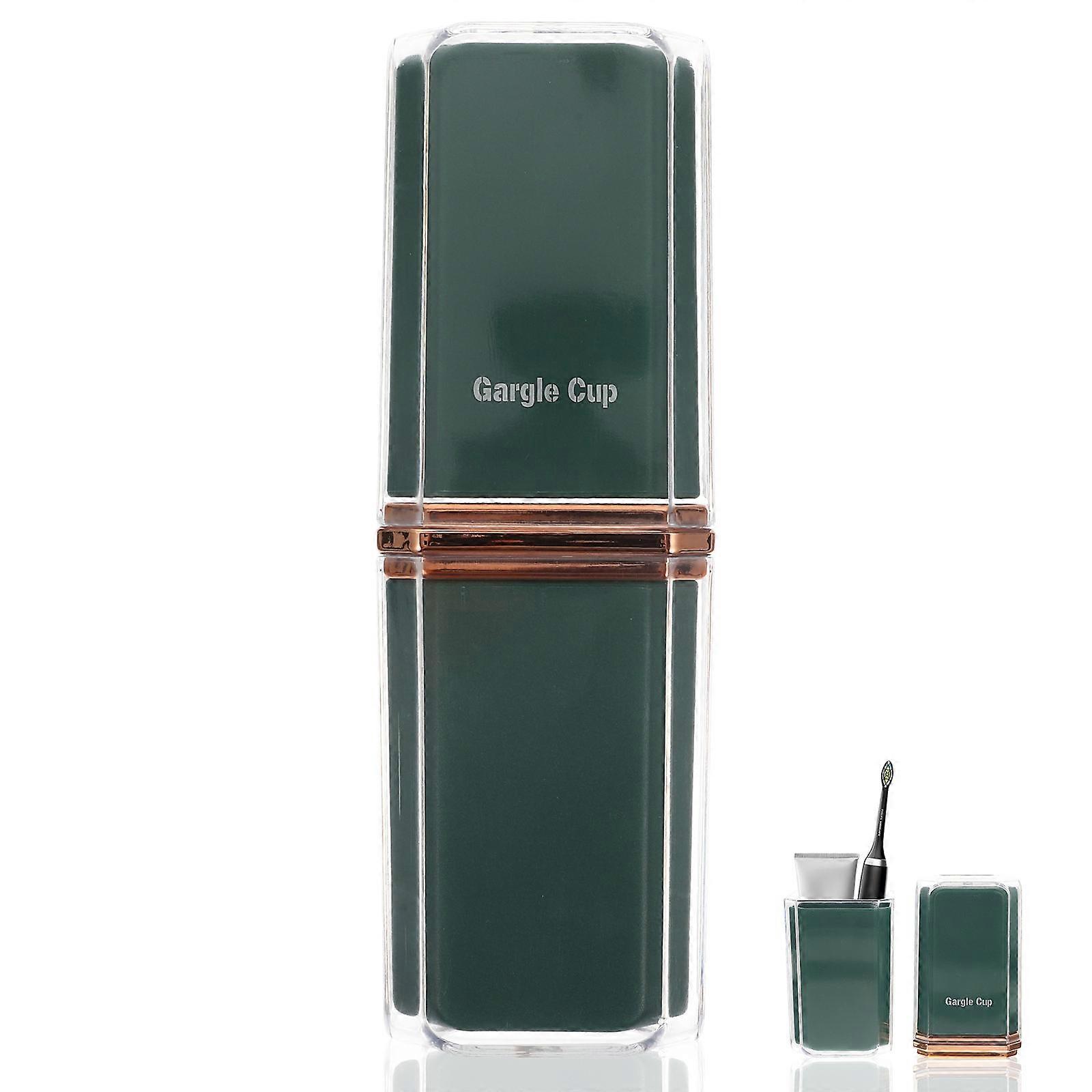 Portable Travel Toothbrush Holder with Cup 4 in 1 Storage for Toiletries Green Multifunction 3.5 x 2.8 inches