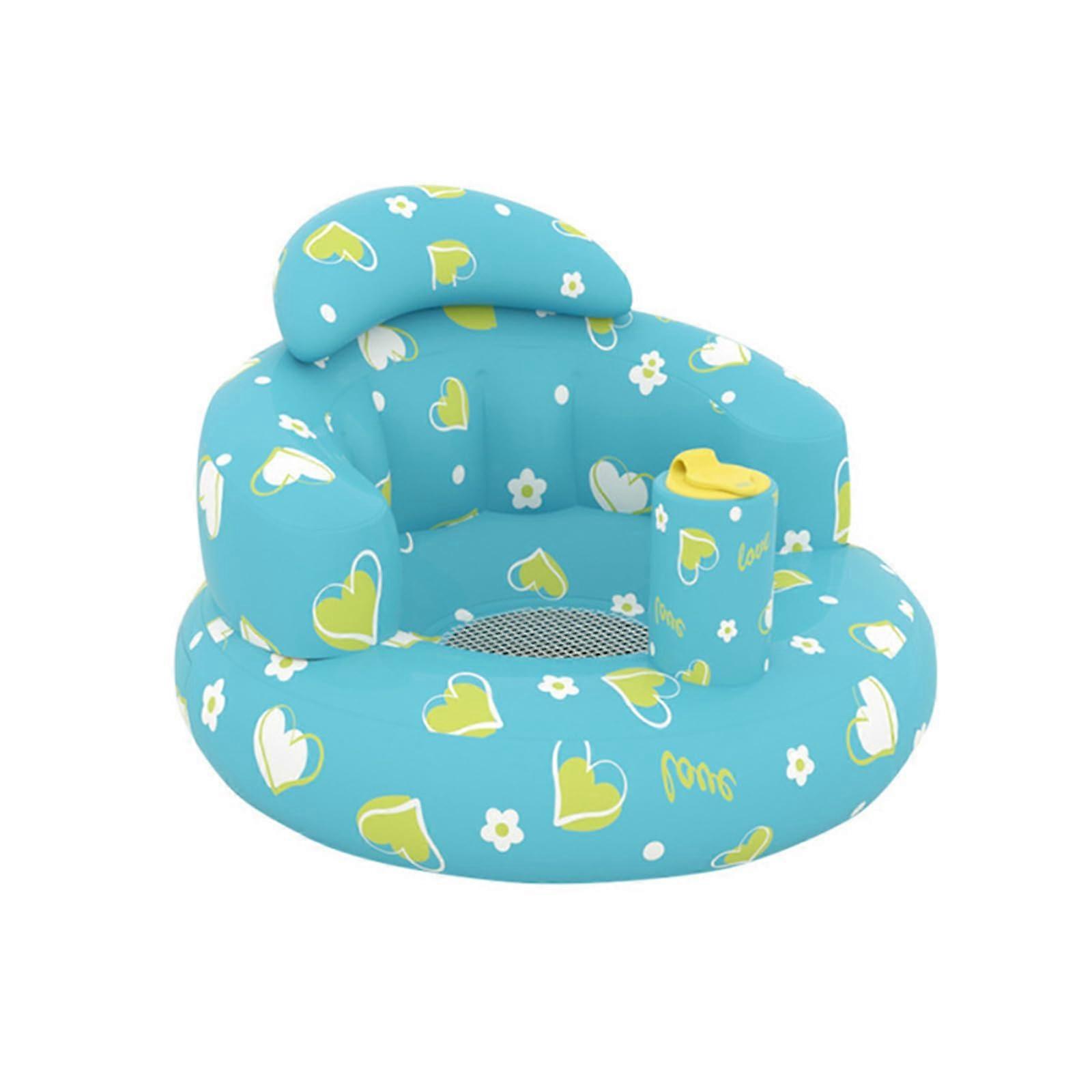 Inflatable floor chair for toddlers, supportive, inflatable stool, comfortable baby sofa, upgraded floor sofa for kids in blue.