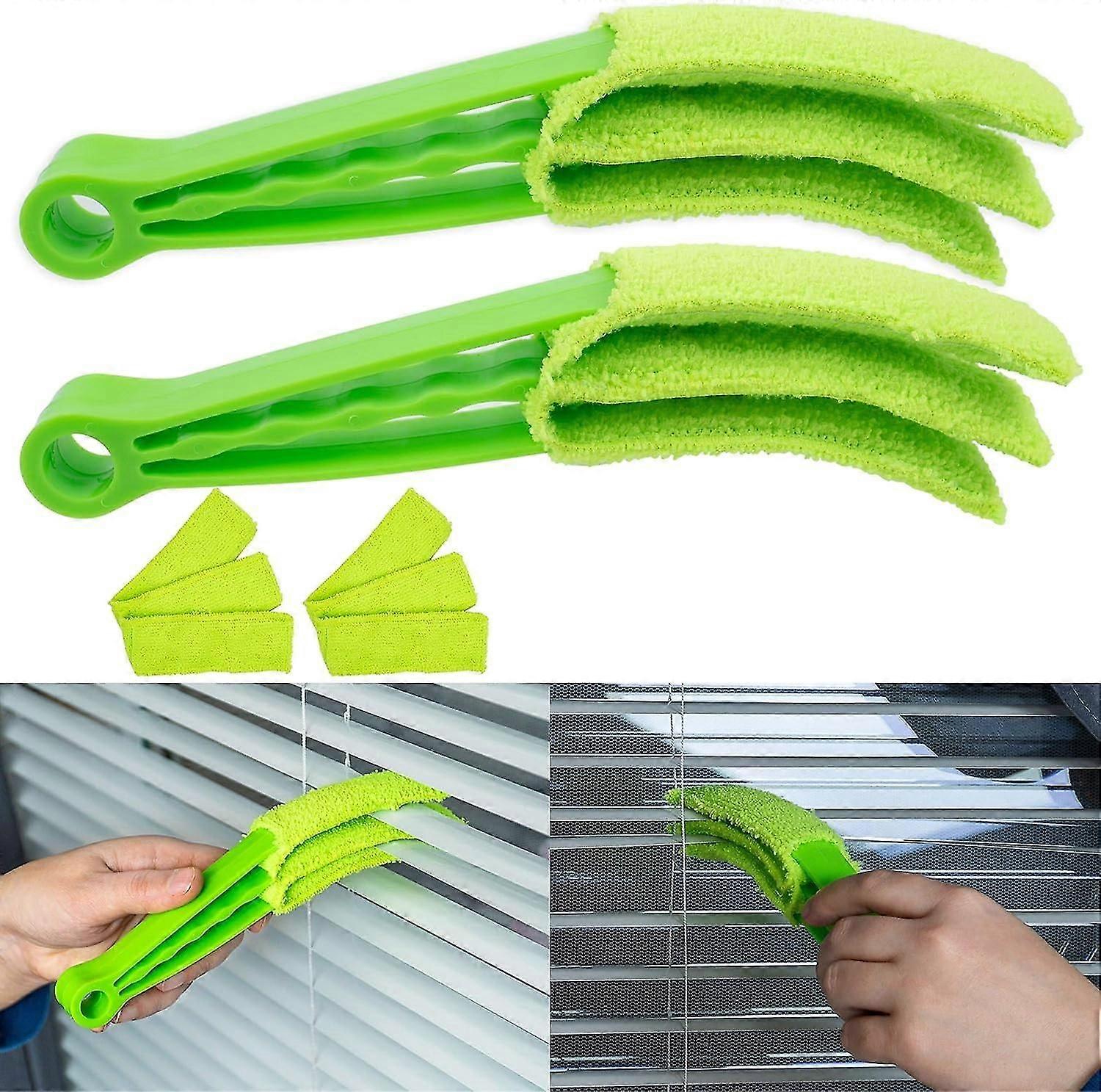 Cleaning Brush, Set of 2, for Window Blinds, Roller Blinds and Slats, with Microfiber Sleeve