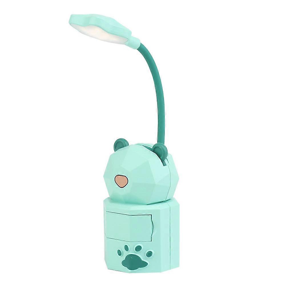 USB Desk Lamp Eye Protection Portable Bear Shape Night Light For Students And Children In Green Color 1Pc