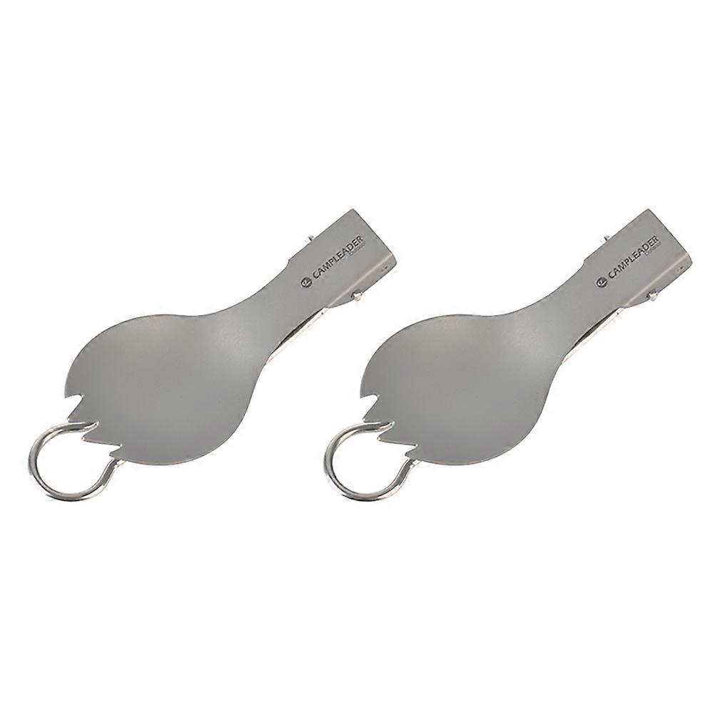 Folding Sporks Titanium Fork for Outdoor Camping Tableware 2Pcs Set
