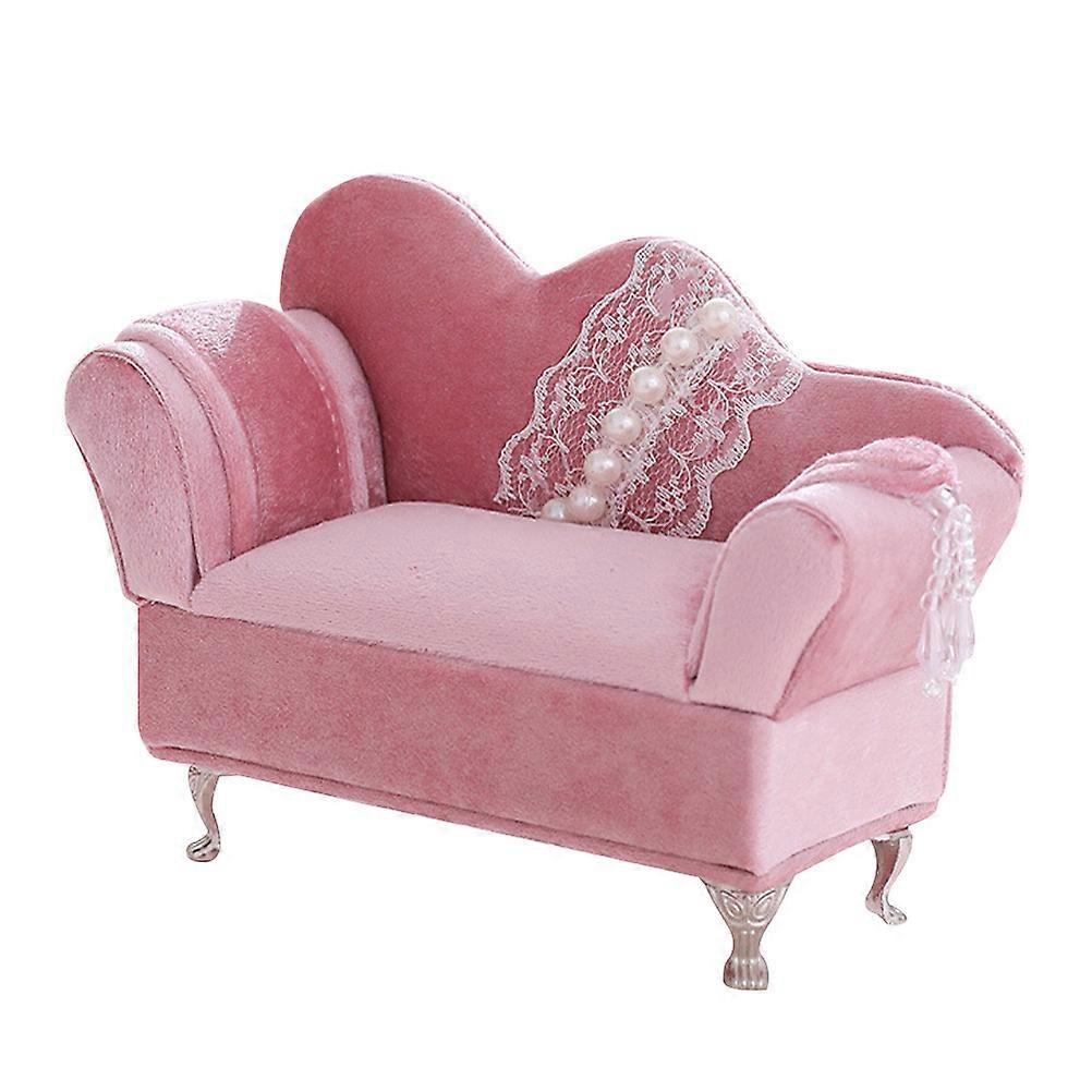 デスクトップオーガナイザーにパールの装飾が施されたネックレスとイヤリング用のピンクレースデザインジュエリーボックス