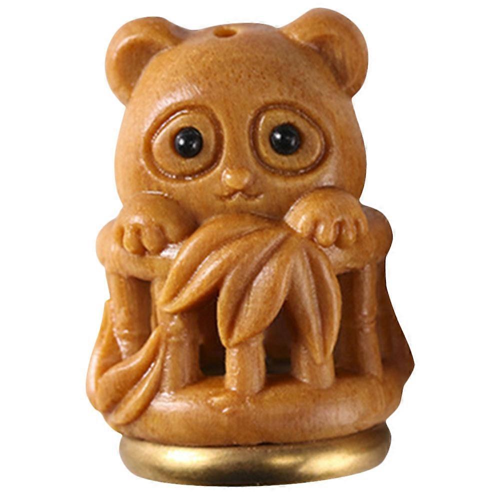 Panda Shaped Aromatherapy Beads Container Sachet Wood Carved Panda Key Chain 1 Set Decoration