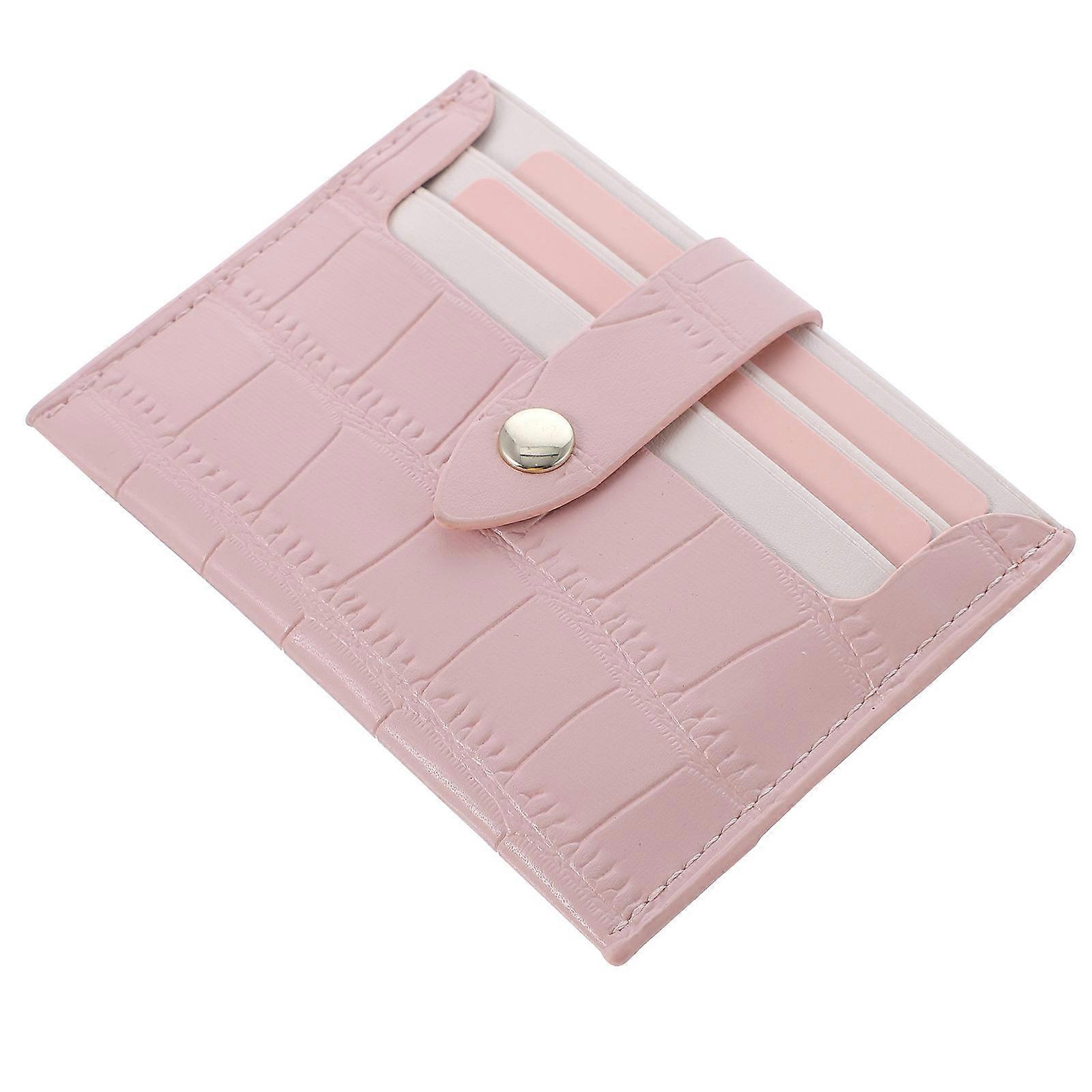 Credit Card Holder for Travel and Storage Use Pink PU Small Size
