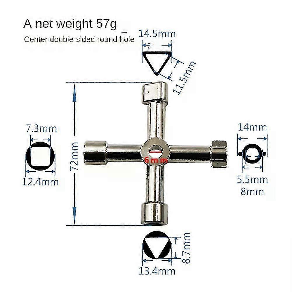 4 In 1 Multifunction Electrician Plumber Utility Cross Switch Wrench Universal Square Triangle Key for Gas Train Bleed Radiator