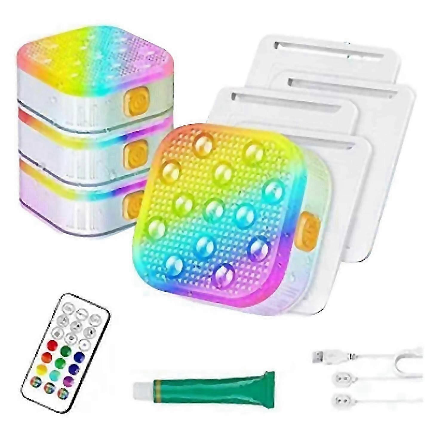 4Pcs Rechargeable Submersible Pool Lights With Remote Ip68 Waterproof 16 Color Changing Led Lights