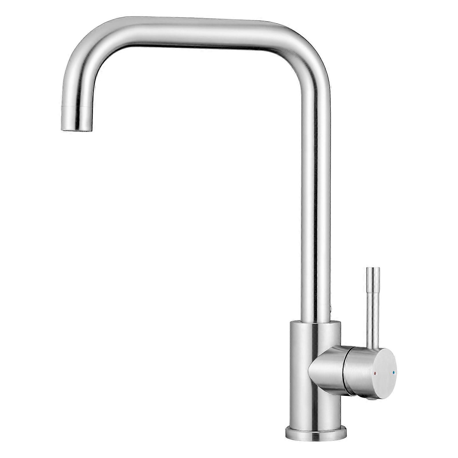 360° Swivelling Single Lever Mixer Tap, Sink Fitting, Brushed Stainless Steel