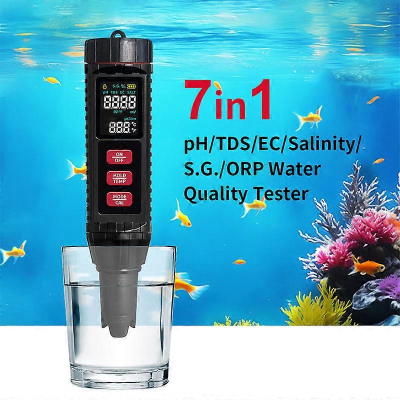 7 in 1 PH/EC/TDS/SALT/S.G./ORP/TEMP Water Quality Backlit Tester Pen