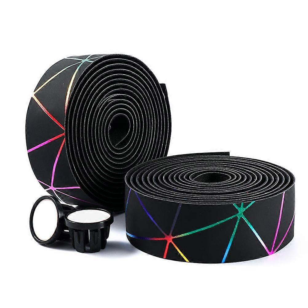 2Pcs Bike Handlebar Tape Colorful Lines Handle Bar Tape Anti Slip Cycling Handle Wraps Road Bike Handlebar Tape