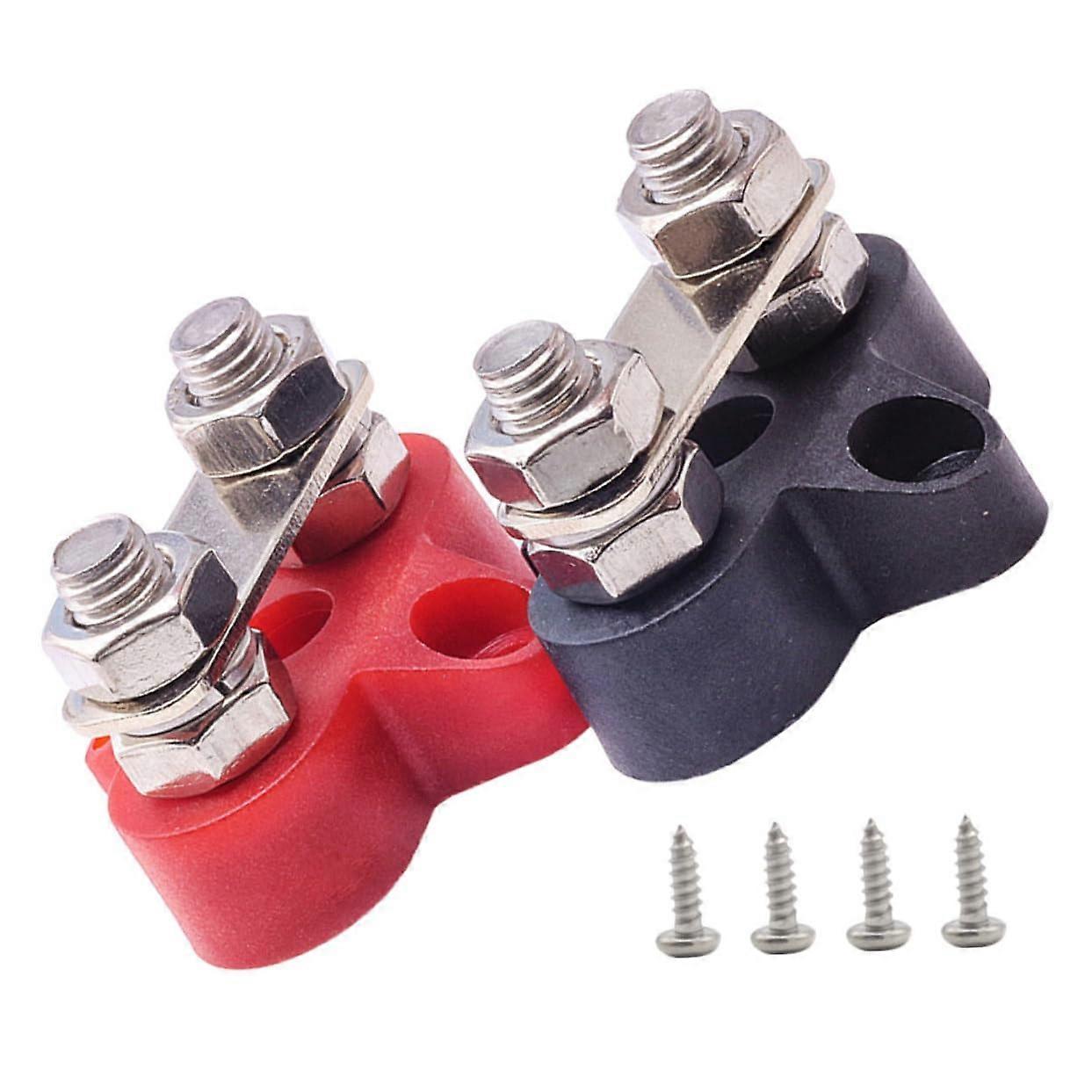 Terminal Strip Battery Terminals for Car and Boat, Double Thread Rustproof Durable Metal, Pack of 2 for Modifications