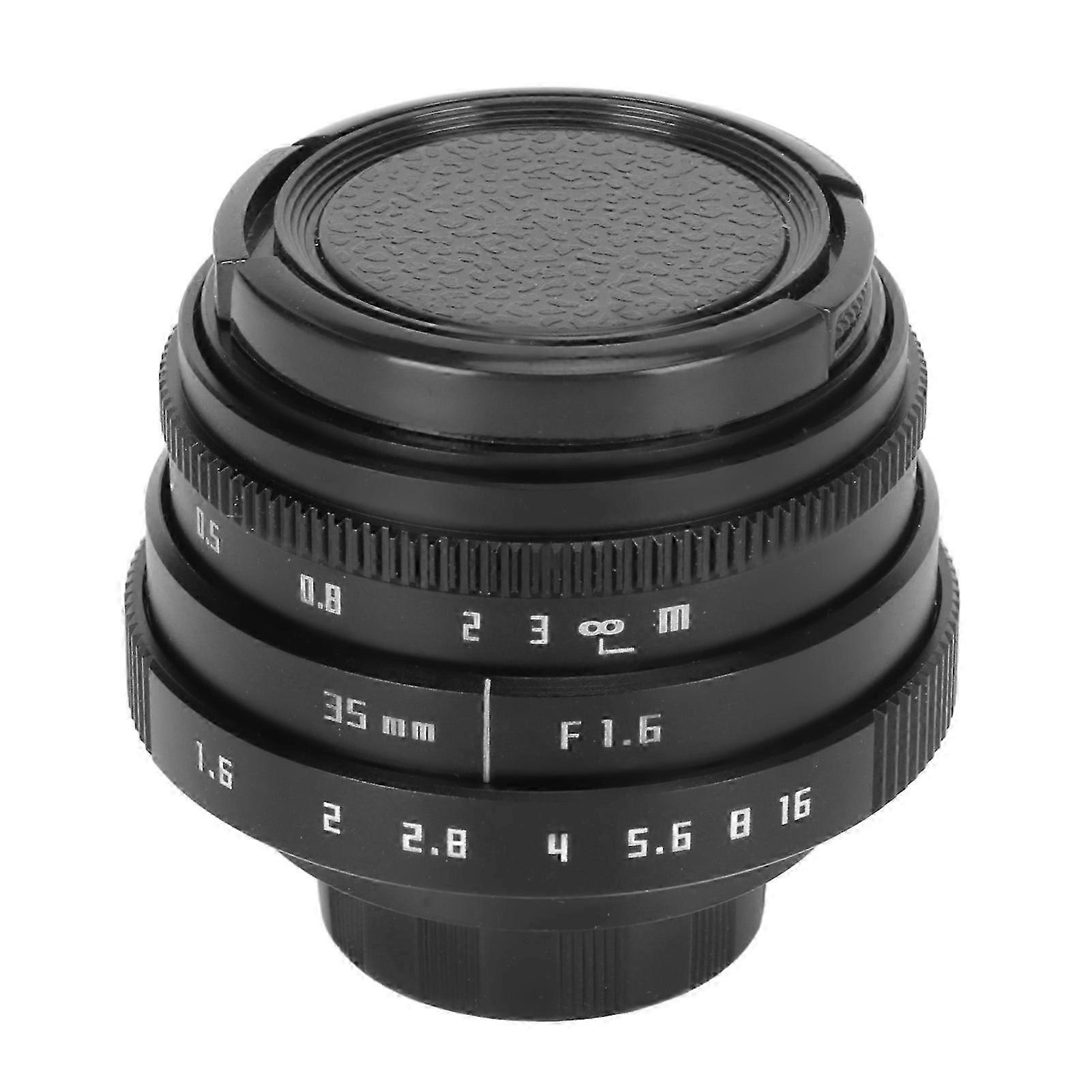35mm Camera Lens F1.6 Large Aperture C Mount Fixed Focus Manual Focus Lens for Mirrorless Camera Black SZRH A-D