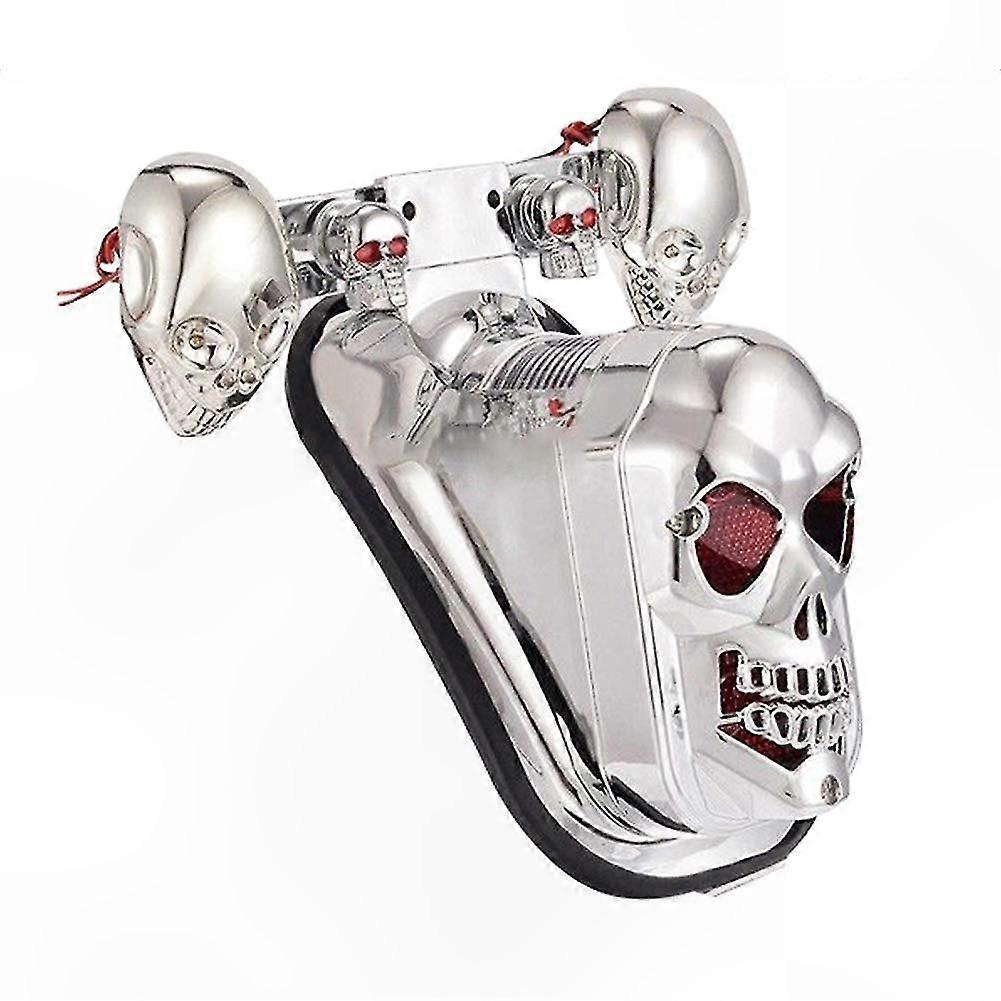 Motorcycle Tail Light with Chrome Skeleton Design for Rear Brake and Turn Signals