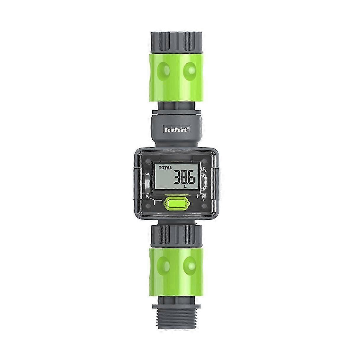 RAINPOINT Digital Water Flow Meter LCD Outdoor Garden Hose Water Consumption Flow Rate Measure 3/4in