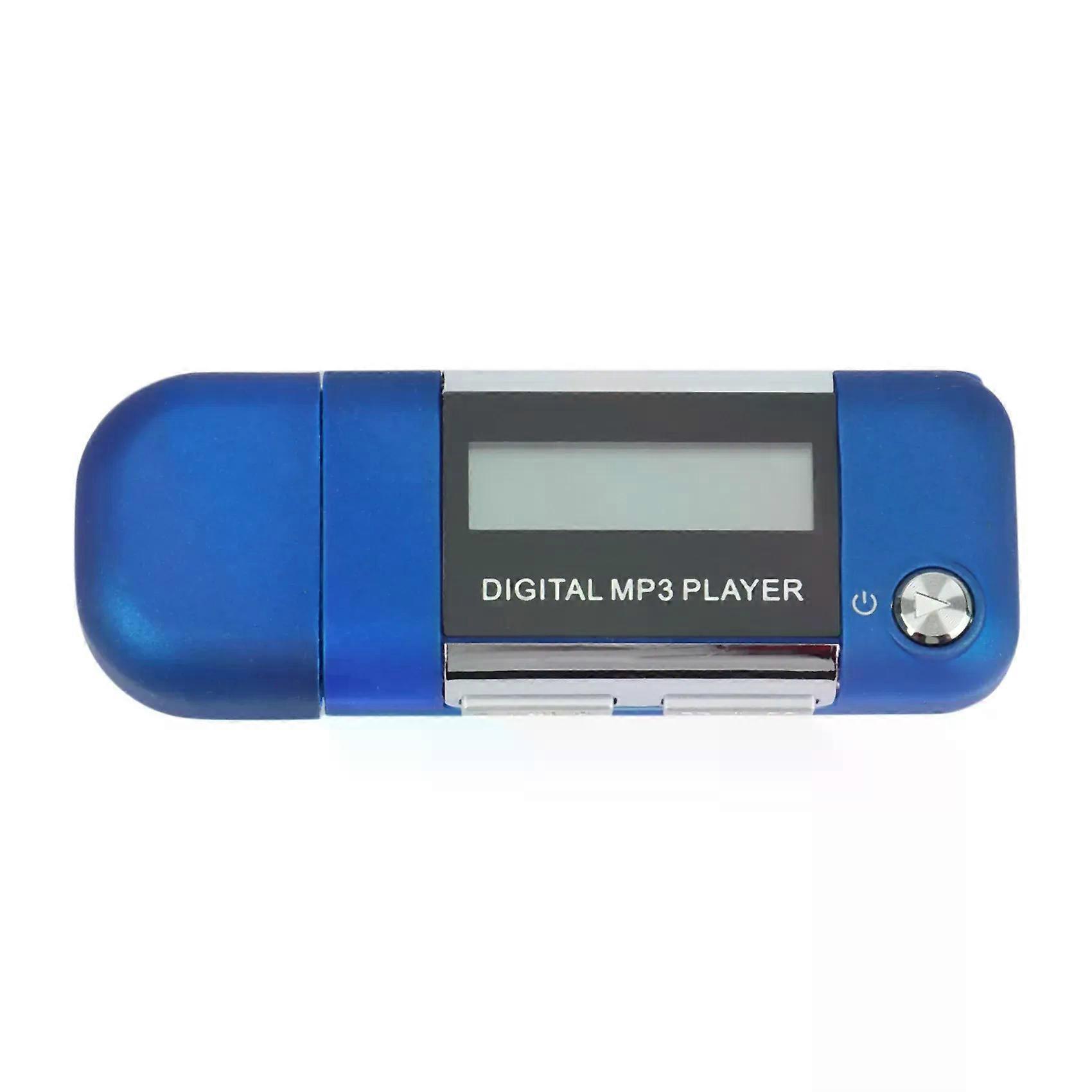 Mp3 Player 4GB U Disk Music Player Supports Replaceable AAA Battery Recording (Blue)