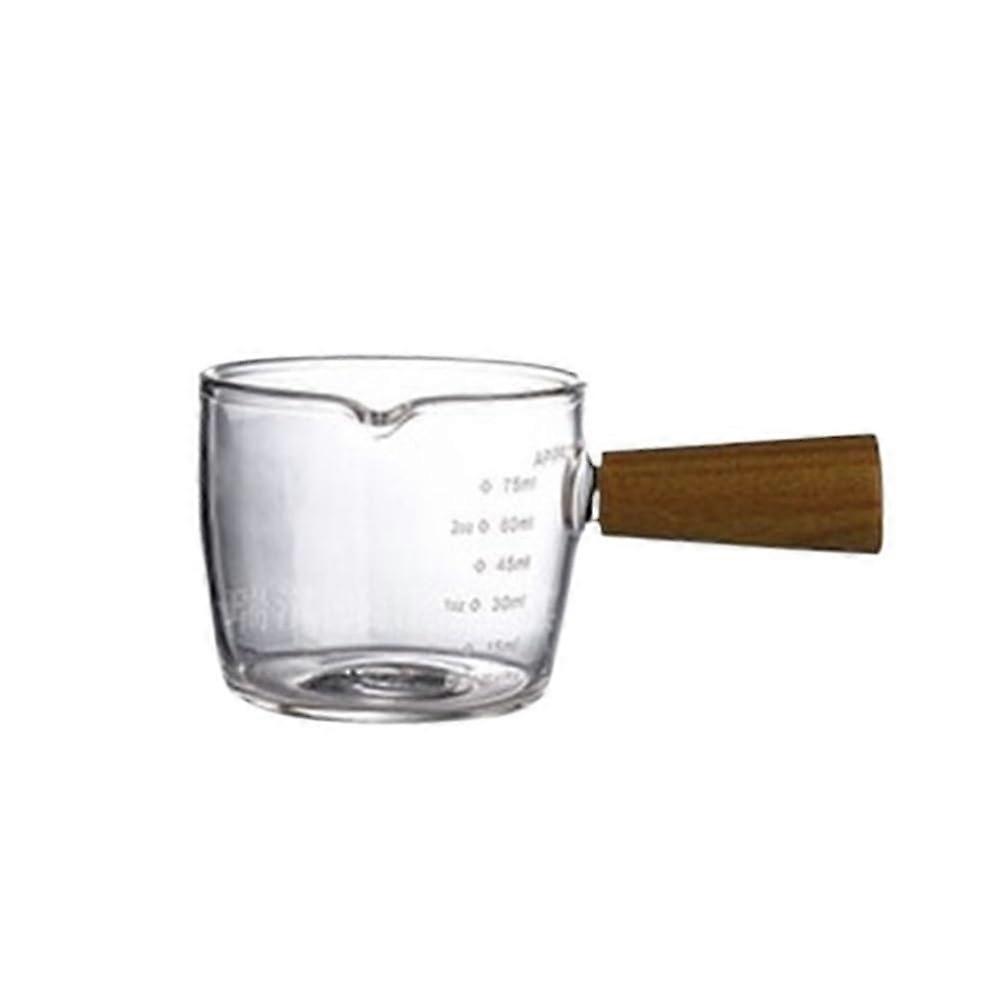 Sauciere Glass Milk Jug with Simple Wooden Handle, Scaled Sauce Pot for Household Use, Milchtöpfe