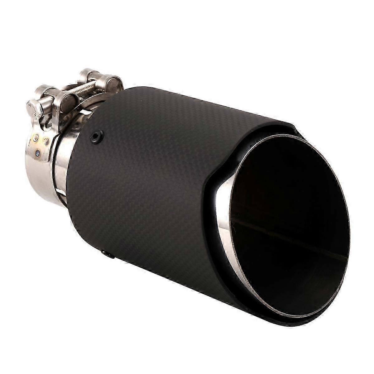 Carbon Fiber Exhaust Tip - Universal 60-89MM Car Exhaust Pipe Mod with Tail Throat Clip-on for All Vehicles