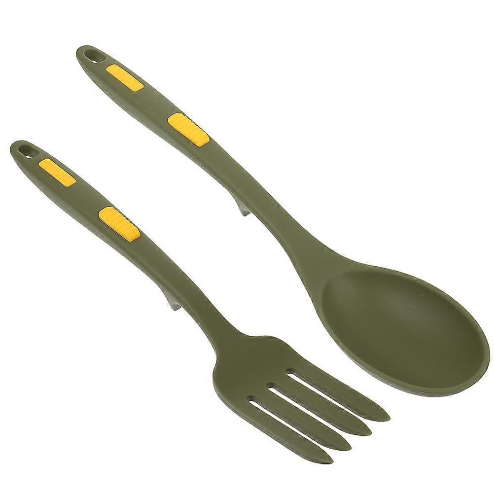 Portable Silicone Fork and Spoon Set – Heat Resistant Kitchen Utensils for Cooking and Serving, Flexible and Practical Cooking Tools