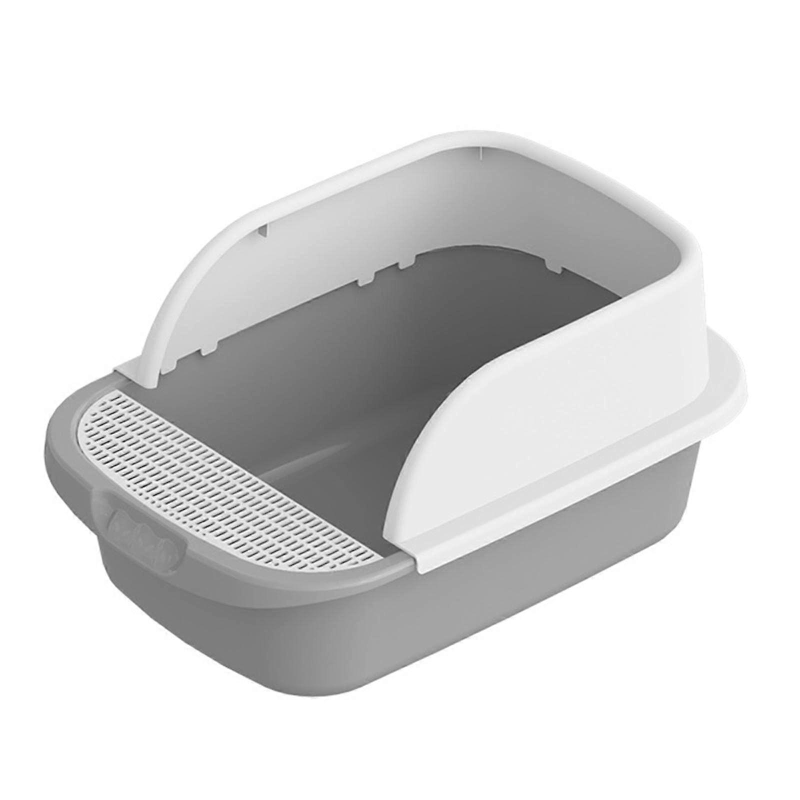 Cat Litter Box, Pets Supplies, Sided Cat Sand Box, Container Bedpan with Scooper, Easy to Clean Litter Tray for Small, Medium Cats Rabbit, Gray