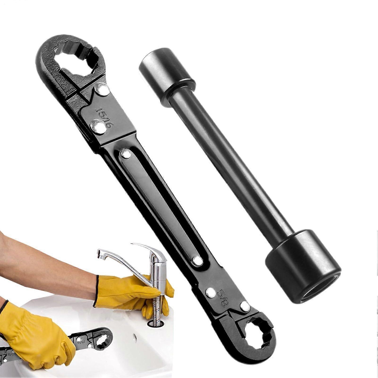 Plumbing Tools - Heavy Duty Pipe Wrench Set, Adjustable Spanner Kit with Non-Slip Grip for Home Repair and Faucet Maintenance