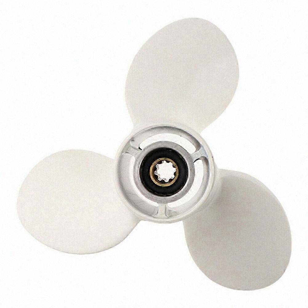 Aluminum Alloy Boat Propeller, 3-Blade 8-Spline Marine Engine Part for 9.9Hp 15Hp Engines, 9 1/4 X 10 Screw Size Replacement Component