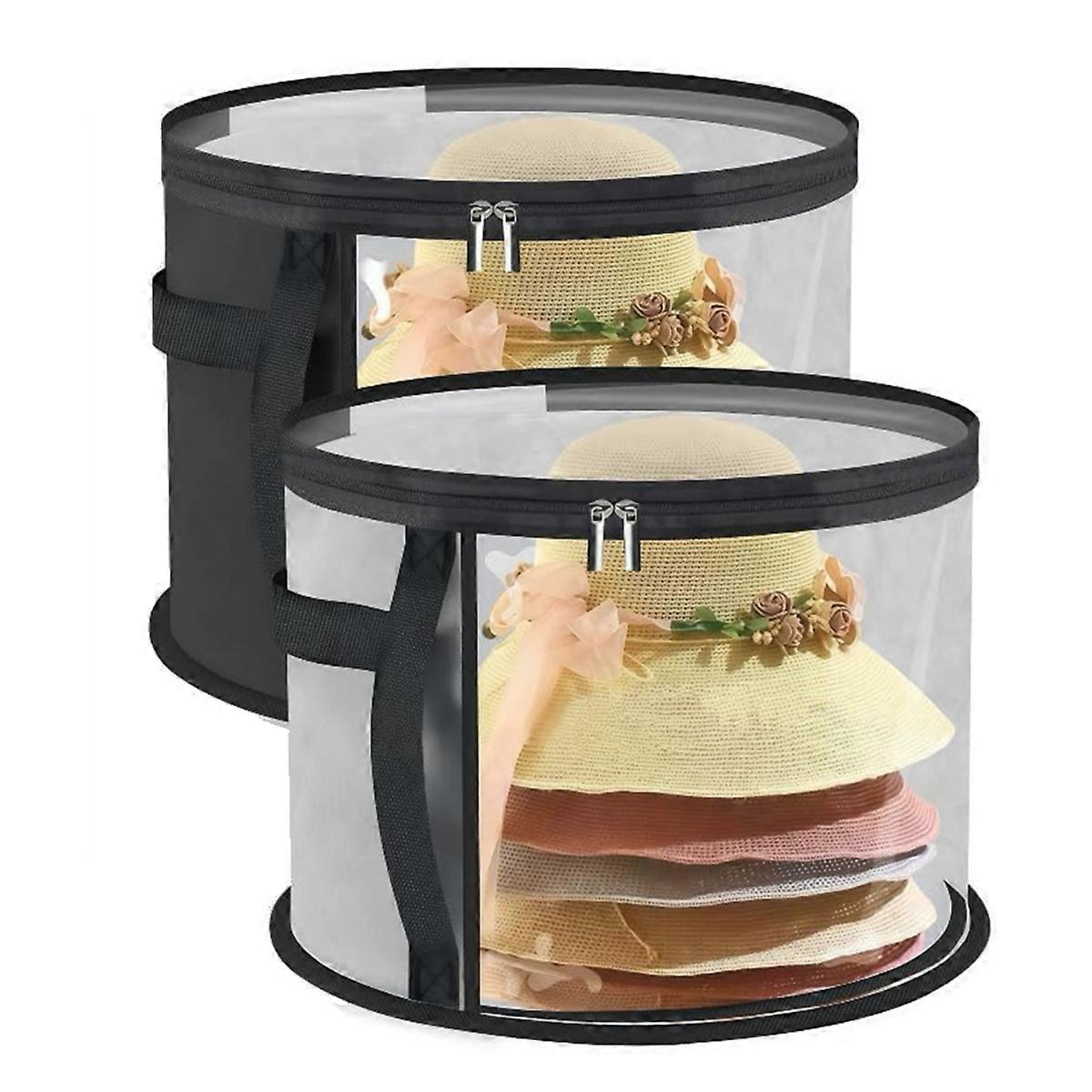 2 Pcs Hat Box,with Handle and Zipper Hat Boxes for Women Storage Man