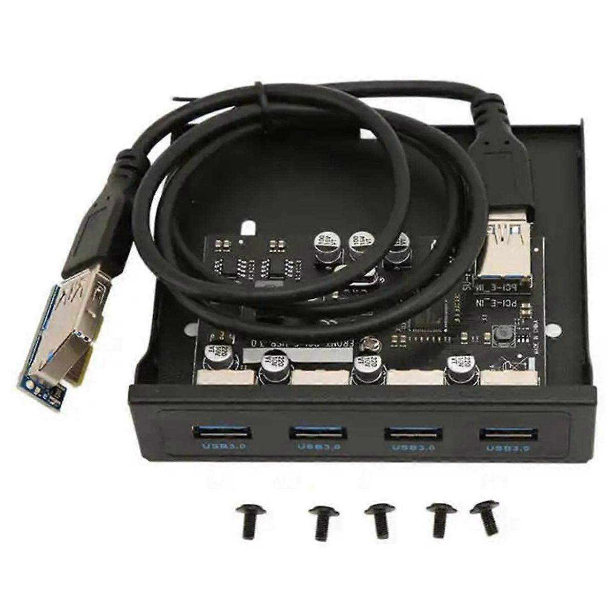 USB Front Panel 4 Port USB 3.0 5Gbps PCIE to USB3.0 HUB for Desktop PC Floppy Drive Bay