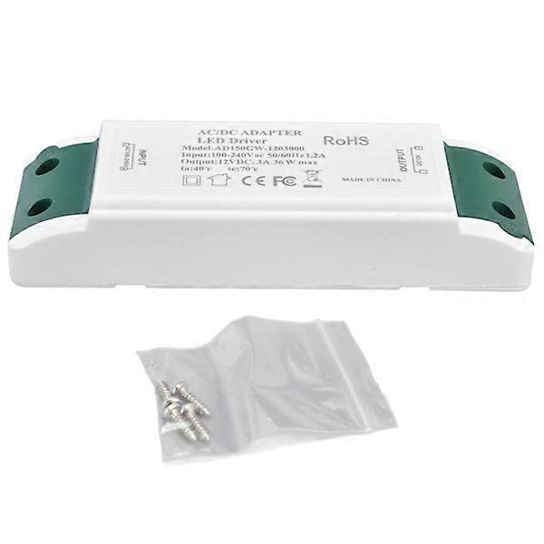 LED Power Driver 12V DC 36W 3A Constant Current Voltage Adapter LED Driver 100-240V