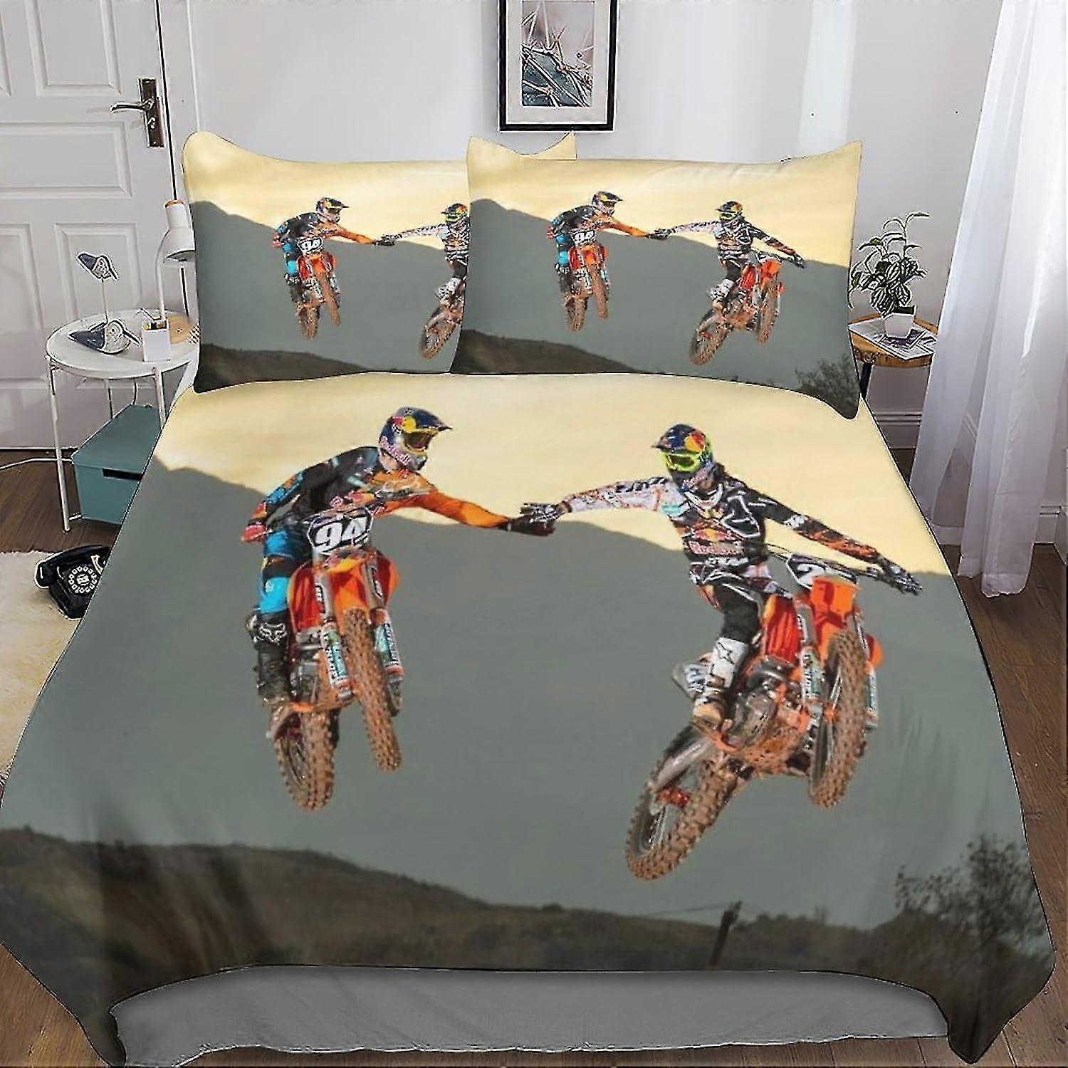 Conjunto de capa de edredom de cama de motocross 2025 EKENOZ, conjuntos de capa de edredão com estampa de esportes radicais 3D, conjunto de capa de edredom de microfibra com fronhas 3 peças, fo