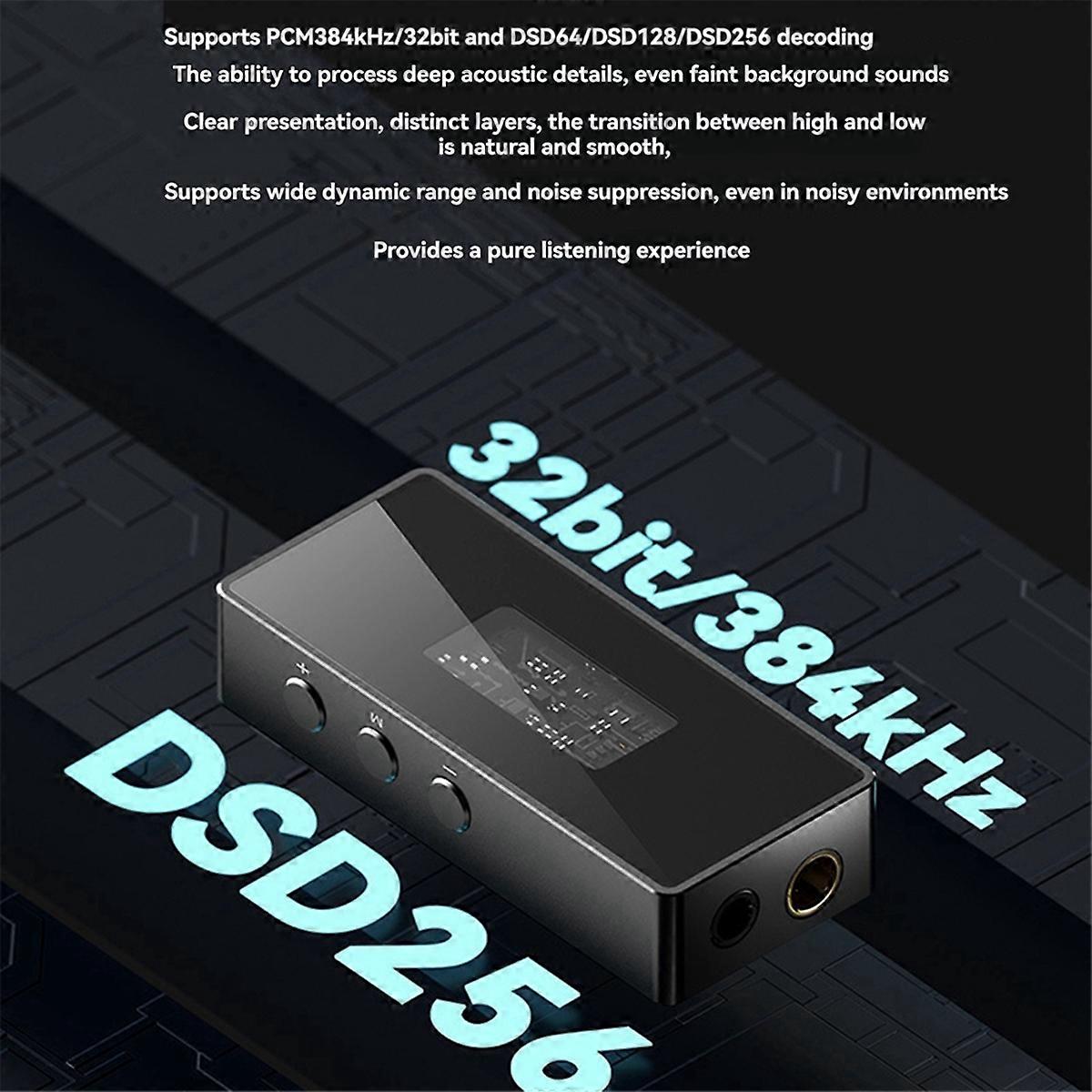 HIFI Digital Audio Converter Decoder 384KHz Dual Chip Amplifier 3.5mm+4.4mm Headphone Adapter Mobile Phone Audio