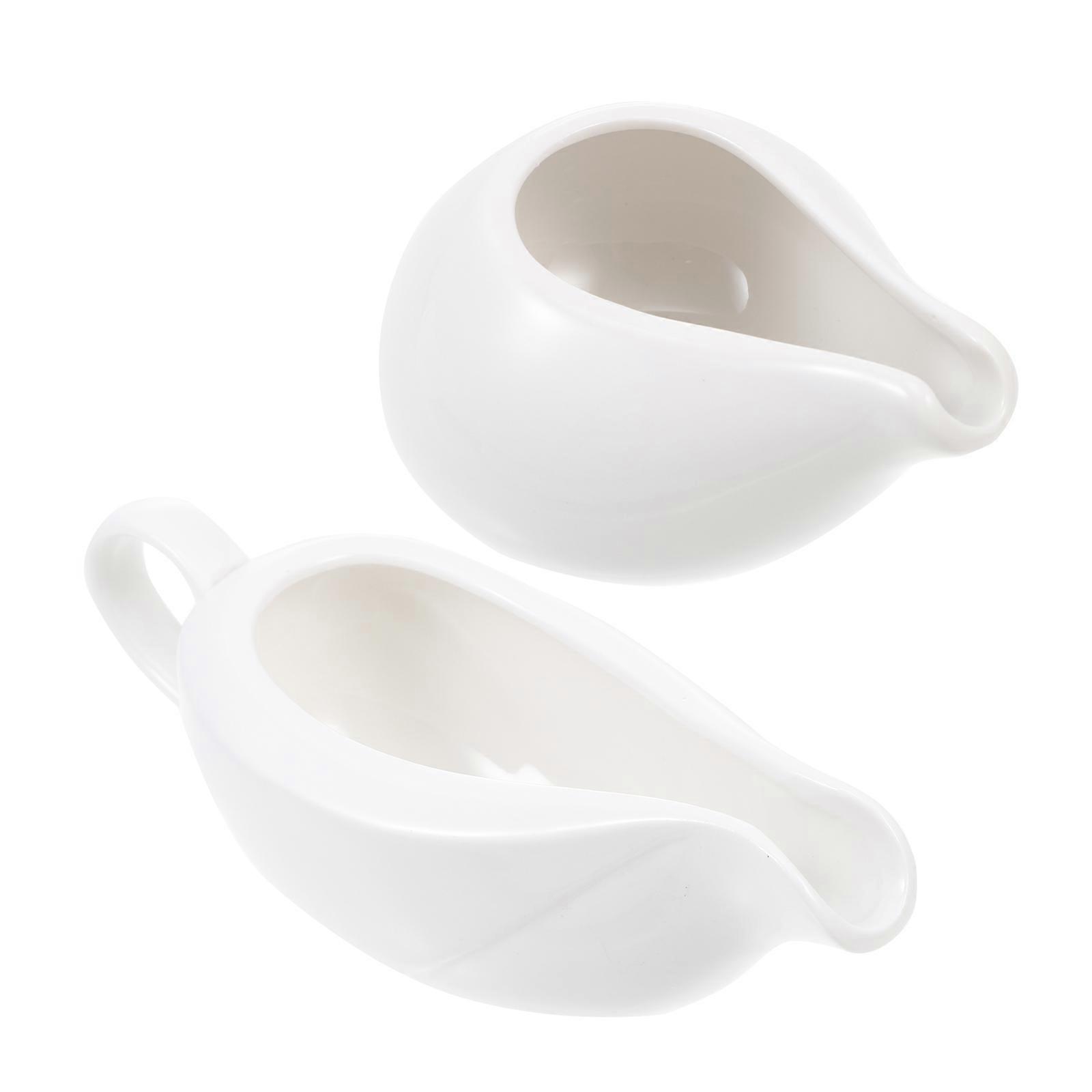Ceramic Sauce Pitchers Small Creamer Jugs for Housewarming Parties White Porcelain with Coffee Foam Making Function 2Pcs
