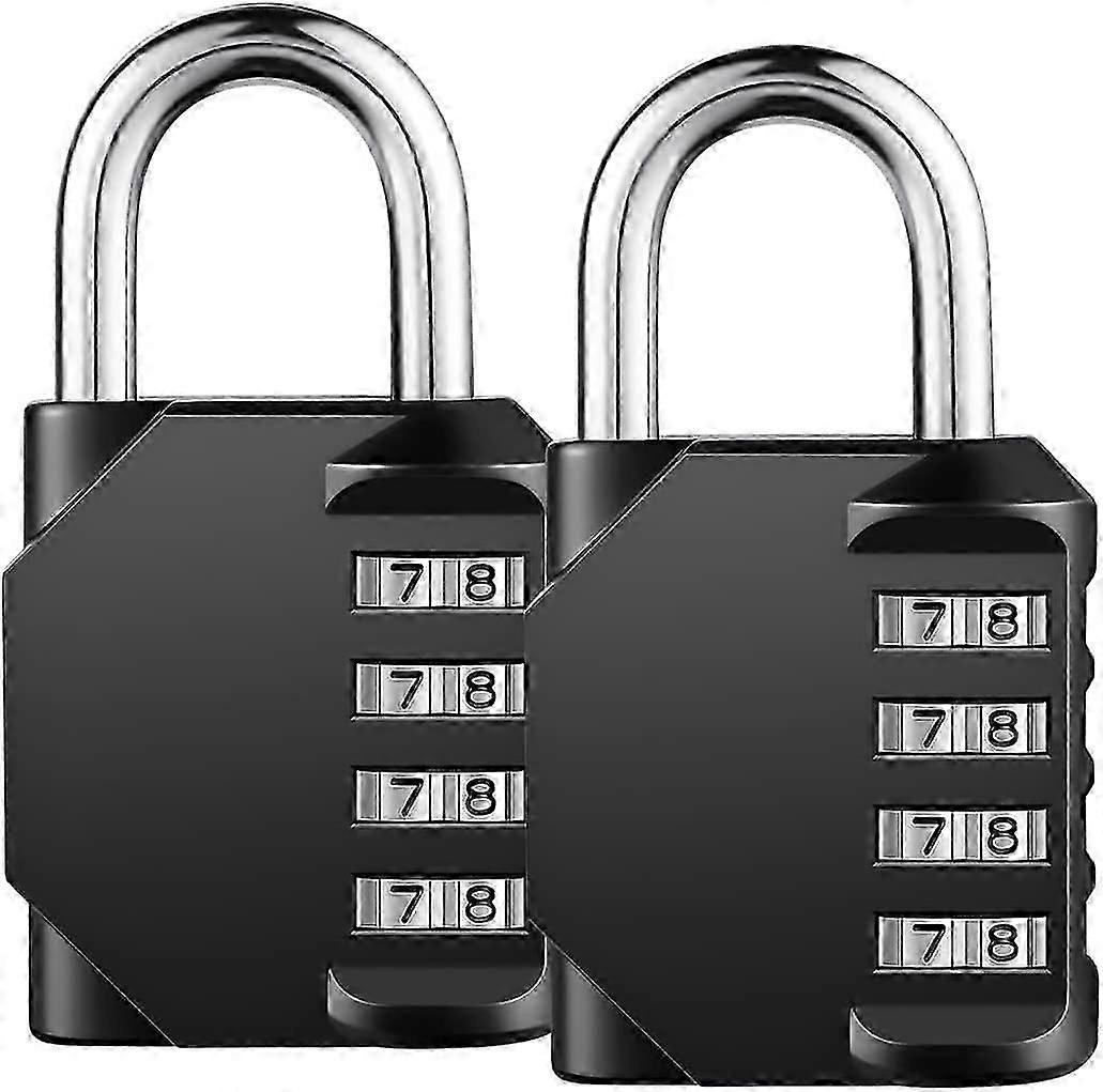 2 pcs four digit mechanical lock combination padlock black