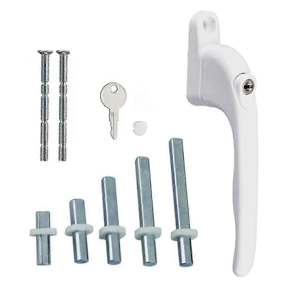 Window Handle, for , White, Universal Window Handle, Flat Handle, Key Lock, for Double Glazing