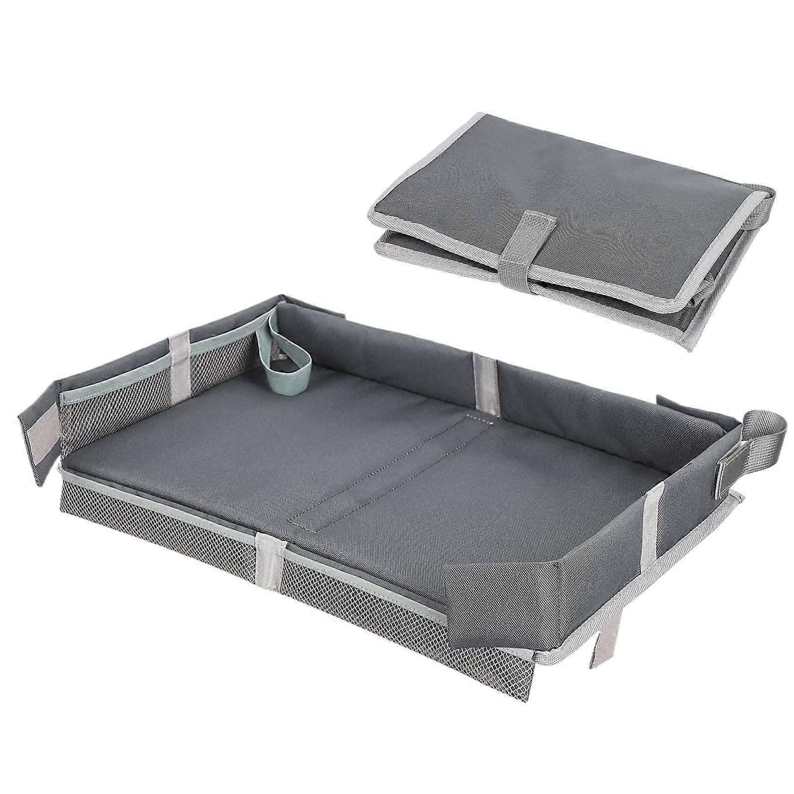 Airplane Table Cover Travel Table With Pockets 15.35x10.63x2.36in Foldable Portable Snack Desk For Road Trips Train
